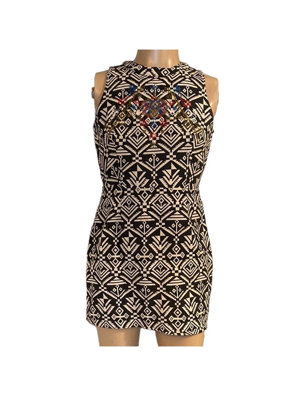 Astr Brown and Cream Bodycon Halter Dress for Night Out